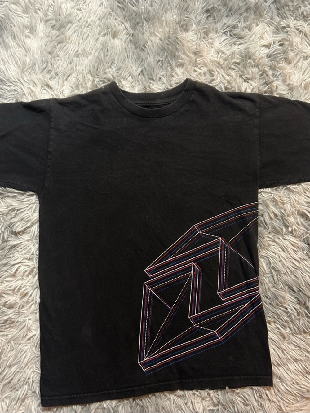 Men's Black Short Sleeve Tee with Geometric Accent